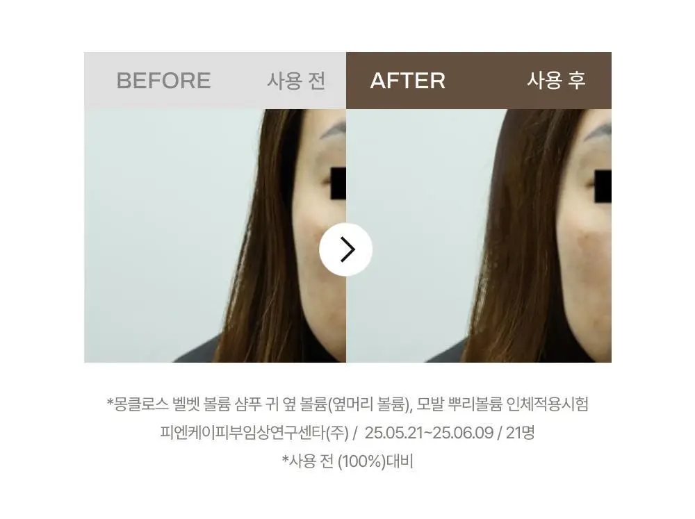 [볼륨UP/부드러움UP] 몽클로스 벨벳 볼륨 샴푸 (300ml / 500ml) 상세페이지 13